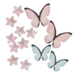BLASTER MINI FLORES ROSAS Y MARIPOSAS ROSAS Y AZULES OBLEA - Imagen 2