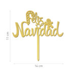CAKE TOPPER FELIZ NAVIDAD ORO 11X14CM - Imagen 3