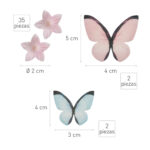 BLASTER MINI FLORES ROSAS Y MARIPOSAS ROSAS Y AZULES OBLEA - Imagen 3
