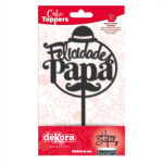 CAKE TOPPER FELICIDADES PAPA NEGRO 15,6X10CM