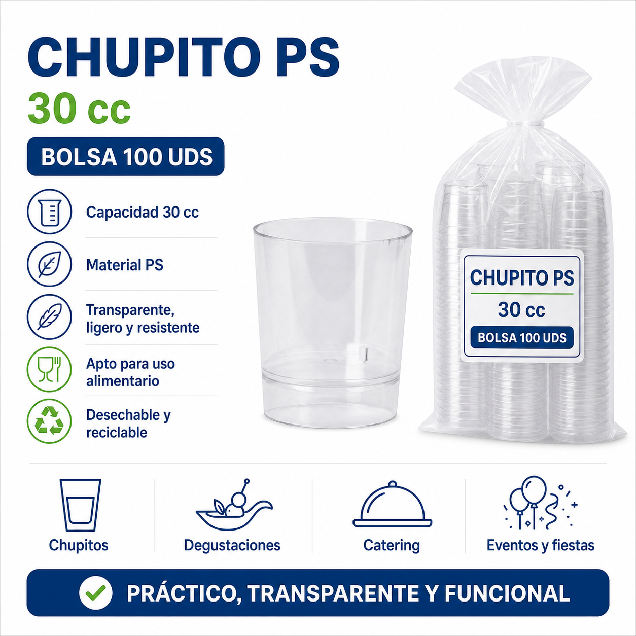 CHUPITO PS 30 cc – BOLSA 100 UDS CHUPITO PS 30 cc - BOLSA 100 UDS - Imagen 1