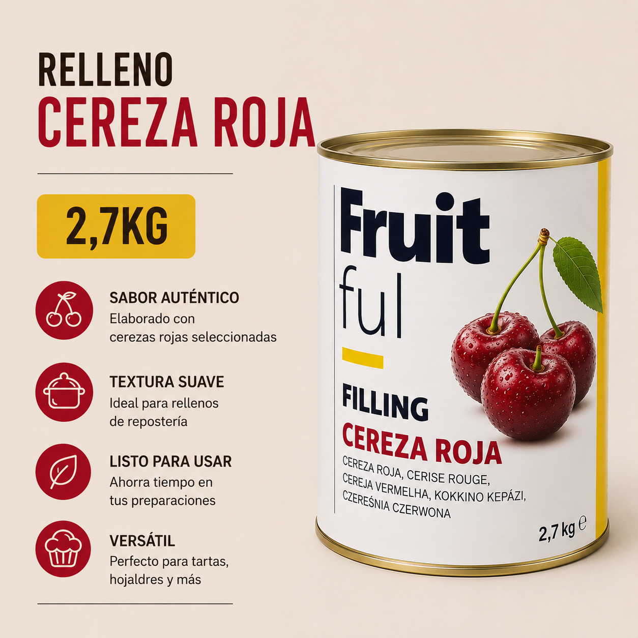 RELLENO CEREZA ROJA - 2,7KG RELLENO CEREZA ROJA - 2,7KG - Imagen 1
